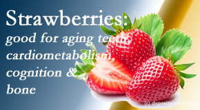 Shoreline Medical Services/ Hutter Chiropractic Office presents recent studies about the benefits of strawberries for aging teeth, bone, cognition and cardiometabolism.