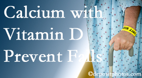 Calcium and vitamin D supplementation may be recommended to Groton chiropractic patients who are at risk of falling.