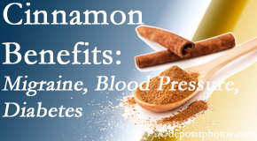 Shoreline Medical Services/ Hutter Chiropractic Office shares research on the benefits of cinnamon for migraine, diabetes and blood pressure.