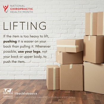 Shoreline Medical Services/ Hutter Chiropractic Office advises lifting with your legs.