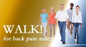 Shoreline Medical Services/ Hutter Chiropractic Office urges Groton back pain sufferers to walk to lessen back pain and related pain.