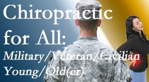 Shoreline Medical Services/ Hutter Chiropractic Office delivers back pain relief to civilian and military/veteran sufferers and young and old sufferers alike!