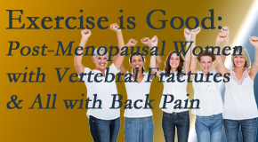 Shoreline Medical Services/ Hutter Chiropractic Office encourages simple yet enjoyable exercises for post-menopausal women with vertebral fractures and back pain sufferers. 